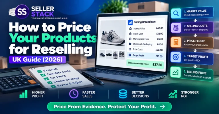 How to price products for reselling using market value, selling costs, break-even, target profit and ROI
