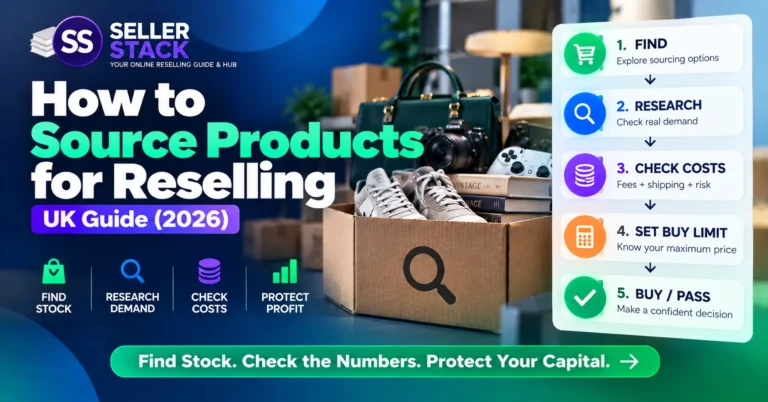How to source products for reselling in the UK using demand, selling price, costs, maximum buy price, profit and ROI checks